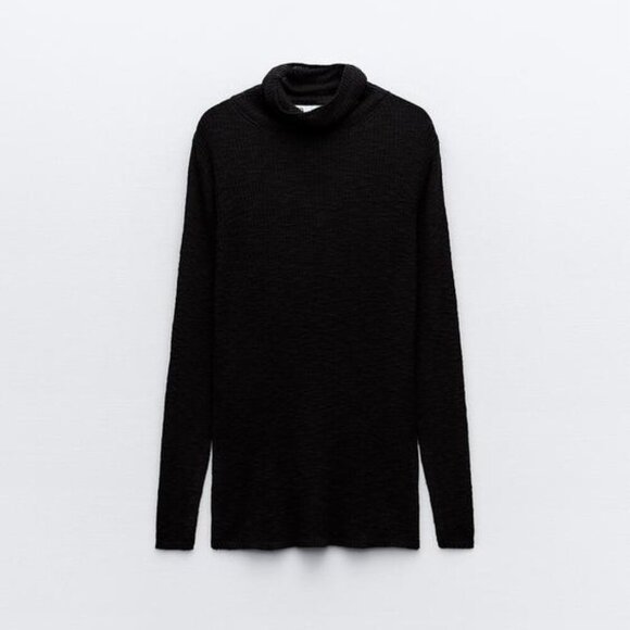 ZARA COTTON RIBBED JERSEY TURTLENECK - Picture 7 of 9